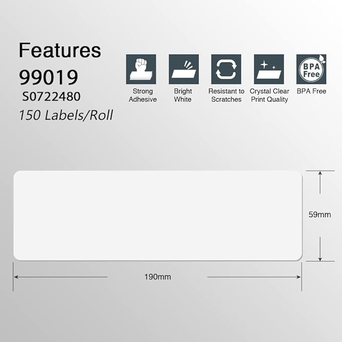 BETCKEY Colored Labels Compatible with Dymo 99019 (2-5/16" x 7-1/2") for Files, Folder, Binders, Compatible for Dymo LabelWriter Thermal 450, 4XL & Zebra Printers [6 Rolls, 900 Labels, Light Blue]