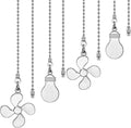 ZE-268S6- Ceiling Fan Pull Chain Set, 12 Inch Nickel, 4 Pieces Fan and Light Design Extension, for Ceiling Fan and Lighting