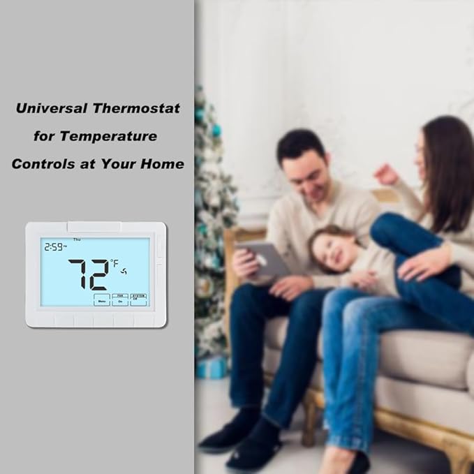 Programmable Auto Changeover Thermostat for Home, Conventional Single-Stage Systems,1 Heat/1 Cool, Extra Large Display, Smart Auto Switching,Easy-to-Use Digital Temperature Control, White Backlight