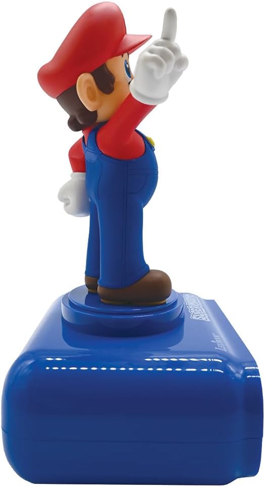 LEXiBOOK, Super Mario, Mario Nightlight Alarm Clock, Sounds and Melodies, LCD Backlit Screen, Luminous, Snooze, Red/Blue, RL800NI