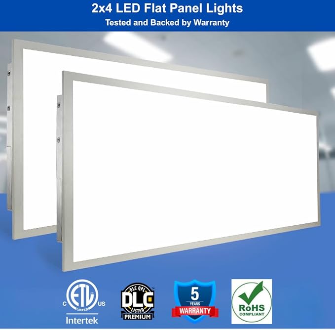 2x4 LED Flat Panel Light – LED Panel Flat Ceiling Light, Dimmable Flicker-Free 2x4 Ceiling Light for Drop Ceilings with Color & Wattage Selectable (Pack of 12)