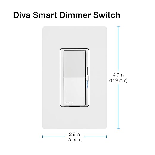Lutron Diva Smart Dimmer Light Switch for Caseta Lighting (Lutron Smart Hub Required), for LED Lights, 150W, Single-Pole/3-Way, No Neutral, Light Almond (DVRF-6L-LA)