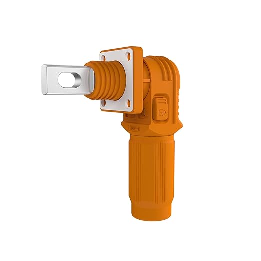 70A Battery Energy Storage Connector, 10mm² High Current Connectors IP67 Waterproof Copper Plate Wiring Power Adapter Quick Plug Terminal Right Angle Plug and Socket (1000V Black+Orange)