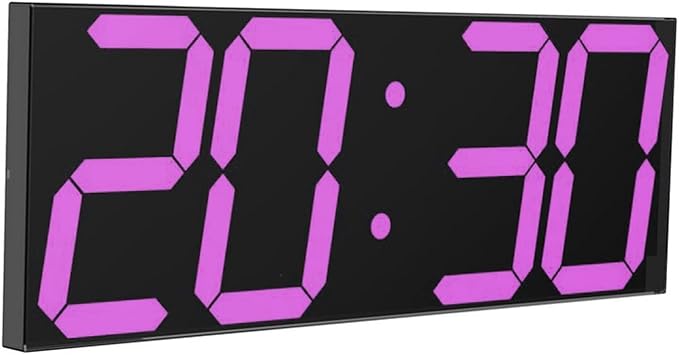 CHKOSDA LED Large Digital Wall Clock, Oversize Wall Clock with 6” Numbers, Remote Control Count up/Countdown Timer Clock, Auto Dimmer, Big Calendar and Thermometer(Purple)