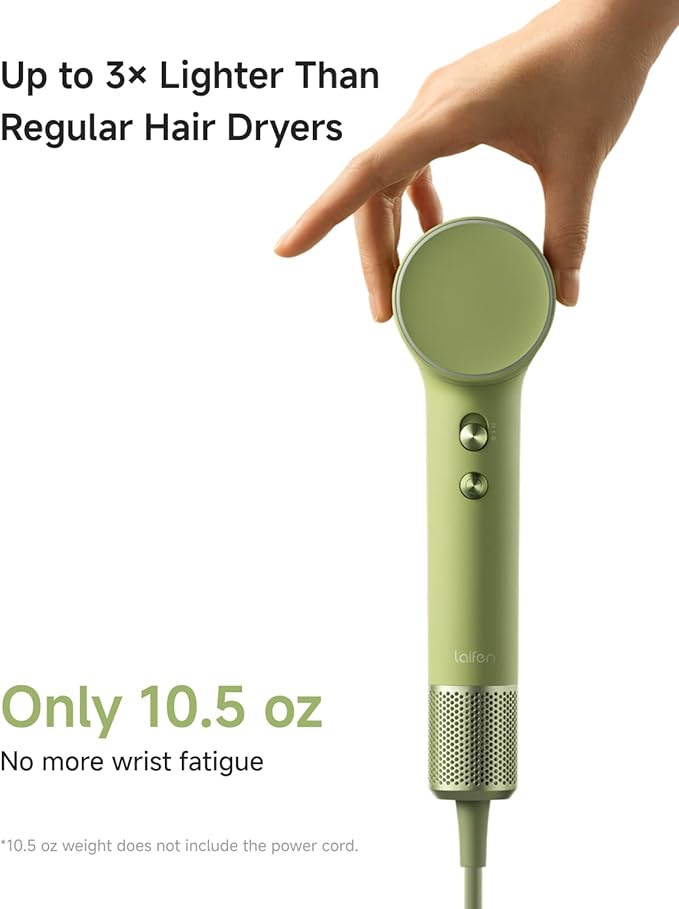 Laifen MINI Hair Dryer, Lightweight and Compact High Speed 200M Ionic Blow Dryer with 110, 000 RPM Brushless Motor for Fast Drying, Low Noise, Hairdryer with Magnetic Nozzle, Child Mode