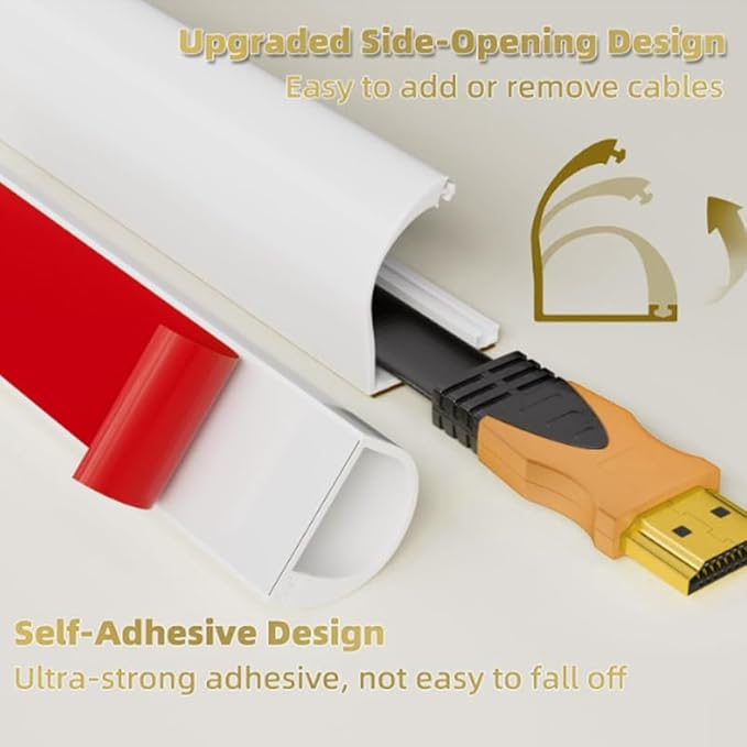 RPXRPXSide Open One Cord Cable Raceway Wire Cover for Cords, Our Cable Track is Best Suited for one Wire (Diameter <0.27"),Wire Raceway Management Cable Concealer Channel (Grey, 390in)
