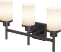 AONEON Vanity Lighting Fixtures Oil Rubbed Bronze 3-Light with White Frosted Glass Shade, Wall Sconces for Bathroom Cabinet Porch Kitchen T001ORB-L3