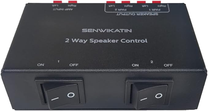 SENWIKATIN 2-Way Speaker Selector, Passive 2 Zone Distribution Box 150W / Channel with Impedance Protection, Spring Clip Connectors