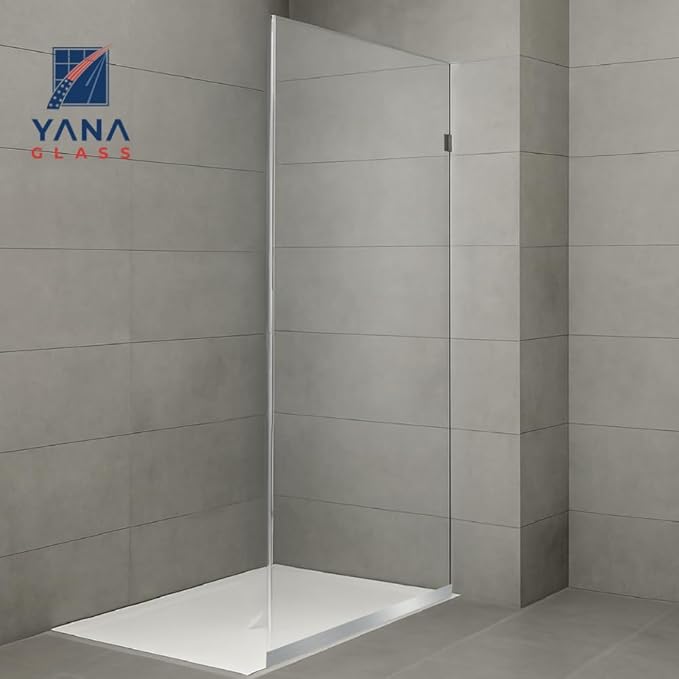 Custom Cut to Size 3/8" Shower Glass Panel - Frameless Fixed Bathroom Screen with Different Color Hardware – Tempered Glass Glass Door, Water-Resistant, Minimalist Design by Yana Glass and Mirror