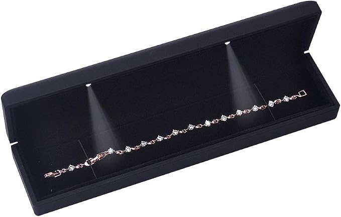 iSuperb LED Light Black Necklace Chain Bracelet Display Case Jewelry Storage - Image 3