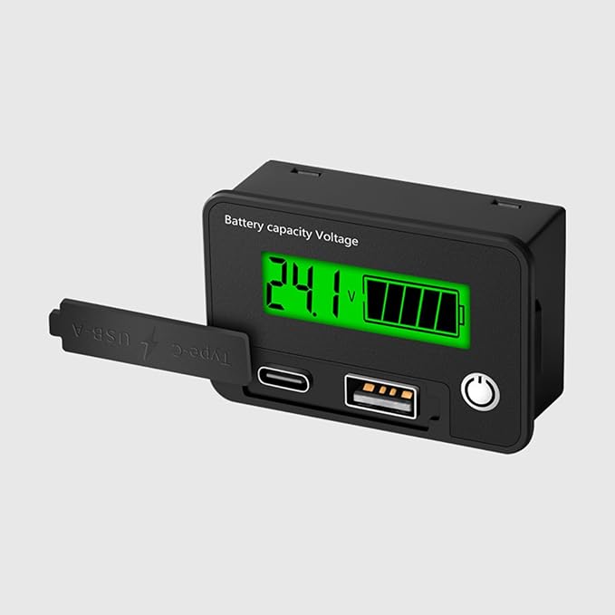 MOAIYU DC8-30V Electricity Meter Digital LCD Display Car Battery Charging Levels Indicators Leads Acid Lithium Voltmeter