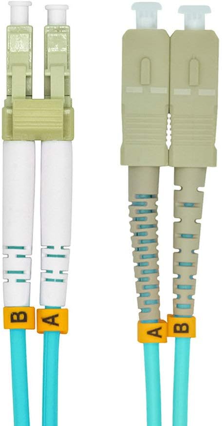 Jeirdus 2Meters 6ft LC to SC Duplex 50/125 10G OM3 Multi-Mode Fiber Optic Cable Jumper Optical Patch Cord LC-SC