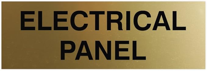 All Quality Basic Electrical Panel Sign - Fire Regulation Safety Compliance Sign - Brushed Gold - Small (1 Pack)