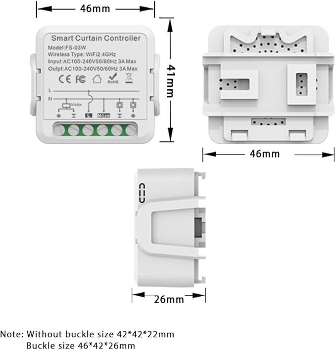 FTVOGUE Smart Curtain Controller Zigbee Switch, Voice Control, Timer, Shared Devices, Smart Relay Switch, for Home Hotel Apartment Office, with Smart Timing Function (1Pcs)