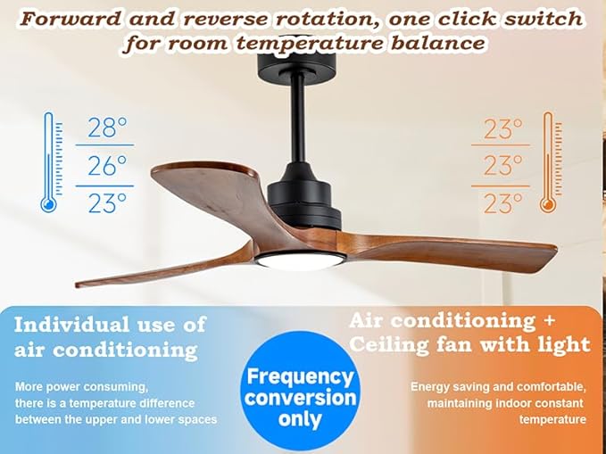 Gaizw Ceiling Fans with Lights, 60 Inch Ceiling Fan with Remote Control, 3 Blades Walnut Fan Reversible Quiet DC Motor 6 Speeds Timing Indoor Outdoor Farmhouse Ceiling Fans for Bedroom Living Room