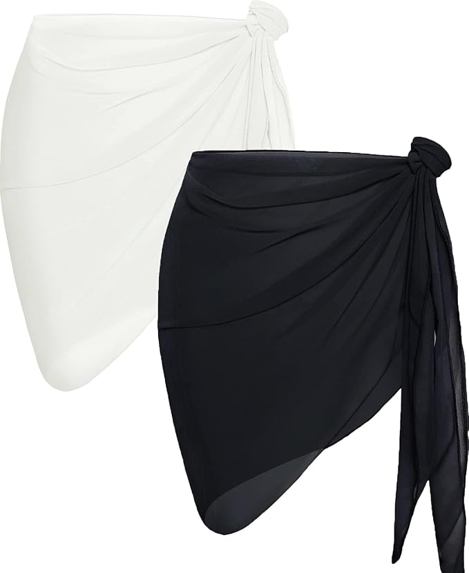 CHICGAL 2 Pieces Women Beach Sarong Bathing Suit Wrap Skirt Sheer Bikini by CHICGAL