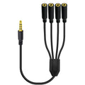 MysRuida 1.6ft 1/8” 3.5mm TRRS Extension Stereo Audio Cable, 1 Male to 4 Female Splitter Aux Cord, 4 Pole Jack Headphone MIC Extender for Smart Phones, MP3, Laptops, Don’t Support MIC of IOS Headphone