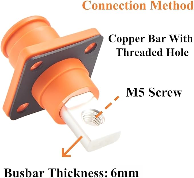 1 Set Battery Energy Storage Connector 200A 50mm² High Current HV Connectors Quick Plug Terminal Right Angle Plug and Socket IP67 Waterproof Power Adapter (Orange, 200A)