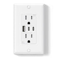 ELEGRP USB Outlets, 15 Amp Wall Outlet with 3 USB Ports, Dual USB C Ports Outlets, TR Tamper-Resistant USB Outlets Receptacles, Wall Plate Included, UL/CUL Listed, 1 Pack, White