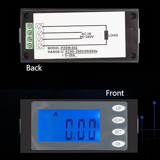 SagaSave AC Multimeter, 80-260V 100A Digital LCD HD Display Multi-Function Power Monitor, Display Power Monitor