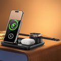 IHAO 3in1 Auto-Rising Wireless Charging Station 15W Fast Charge Ultra-Slim Foldable Design Wireless Charger for Phone Watch Earbud QC3.0 & PD Compatible