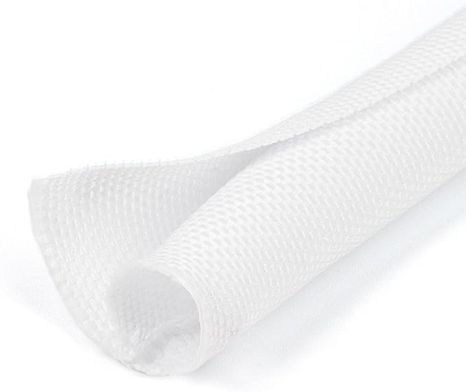 HOLED 3/16 inch Split Braided Cable Management Sleeve for USB Cable Power Cord Audio Video Cable, Wire Loom Cord Protector from Cat Dog Chewing (White, 10FT)
