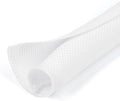 HOLED 5/8 inch Split Braided Cable Management Sleeve for USB Cable Power Cord Audio Video Cable, Wire Loom Cord Protector from Cat Dog Chewing (White, 25FT)