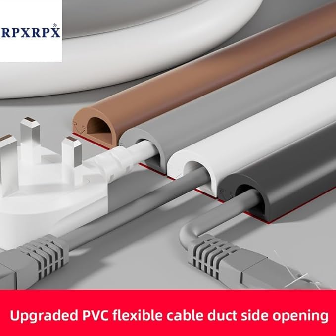 RPXRPXSide Open One Cord Cable Raceway Wire Cover for Cords, Our Cable Track is Best Suited for one Wire (Diameter <0.27"),Wire Raceway Management Cable Concealer Channel (Brown, 39in)