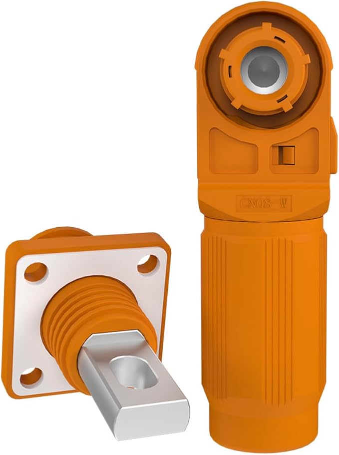 1 Set Battery Energy Storage Connector, Quick Plug Terminal High Current Connectors Copper Plate Wiring Adapter Right Angle Plug and Socket IP67 Waterproof Power Connector 60A 10mm² (60A, Orange)