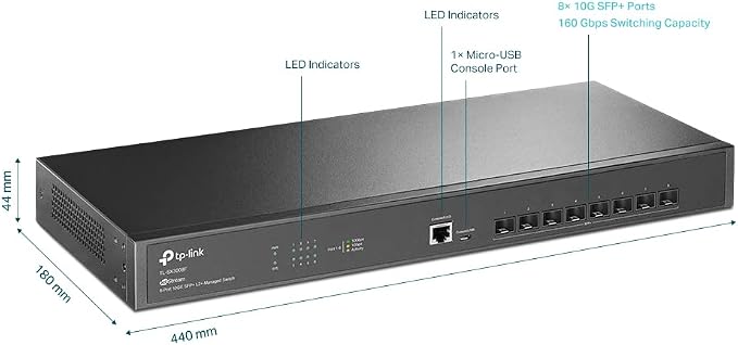 TP-Link Omada SX3008F | 8 Port 10G SFP+ Enterprise Level Switch | L2+ Smart - Image 2