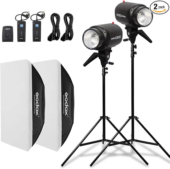 Godox 600W Professional Studio Strobe Lights Kit, 2X 300W 5600K Monolights by GODOX