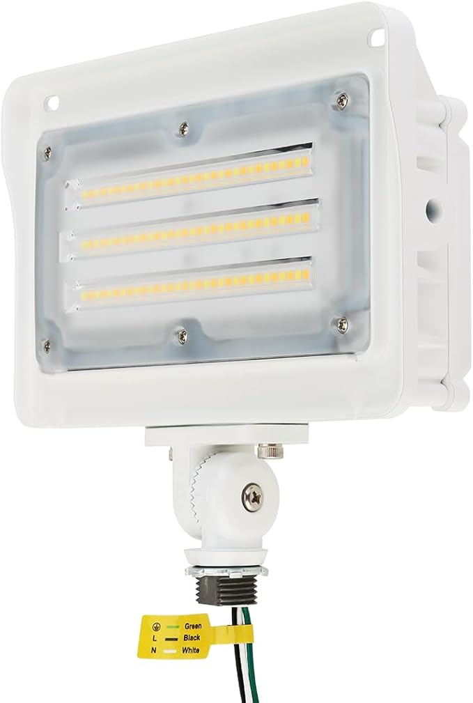 kadision LED Flood Light 50W/40W/30W, 3CCT 3000K/4000K/5000K Selectable, Dusk-to-Dawn Photocell, IP65 Waterproof Adjustable Knuckle Mount Security Lights, 100-277V ETL Listed, White 1-Pack
