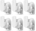 TNP Universal Satellite Speaker Wall Mount Bracket Ceiling Mount Clamp with Adjustable Swivel and Tilt Angle Rotation for Home Theater Surround Sound System Satellite Speakers - 6 Pack, White