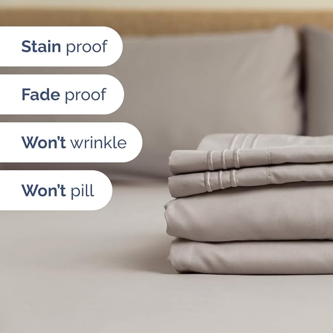 Split Head King Sheets Set - Top Split King Sheets for Adjustable Beds, Easy-Fit Split Head King Mattress - Flex Split Top King Sheets, Easy-Fit, Breathable, Deep Pocket Split King Sheets - Light Grey