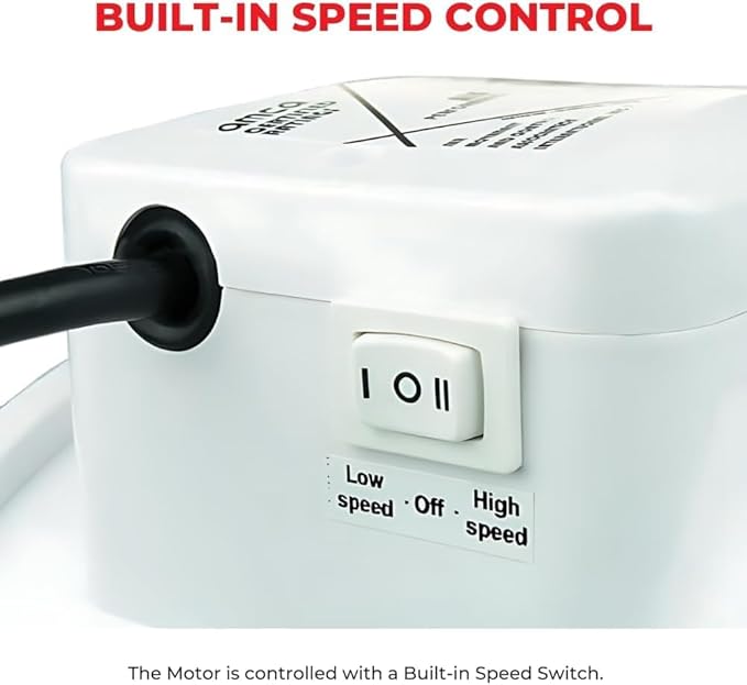 VENTS-US TT Silent 125-5" Inline Duct Fan, 199 CFM, 2-Speed Built-In Switch, For High Static Pressure Duct Applications