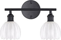 Shenmoyl Bathroom Light Fixtures, 2-Light Black Vanity Wall Light Over Mirror with White Tulip Glass Shade for Bedroom Living Room (Bulb Not Included)