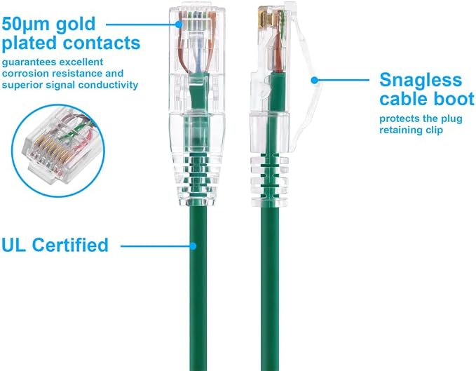 Monoprice Cat6 14ft Green Component Level Patch Cable UTP 28AWG 550MHz Pure - Image 3