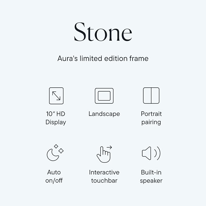 Aura Stone Digital Picture Frame - 10.1" HD Mat Display | Wirecutter's Best Digital Frame for Gifting - Send Photos Directly from Your Phone | Quick & Easy Setup Over WiFi - Free App | Black
