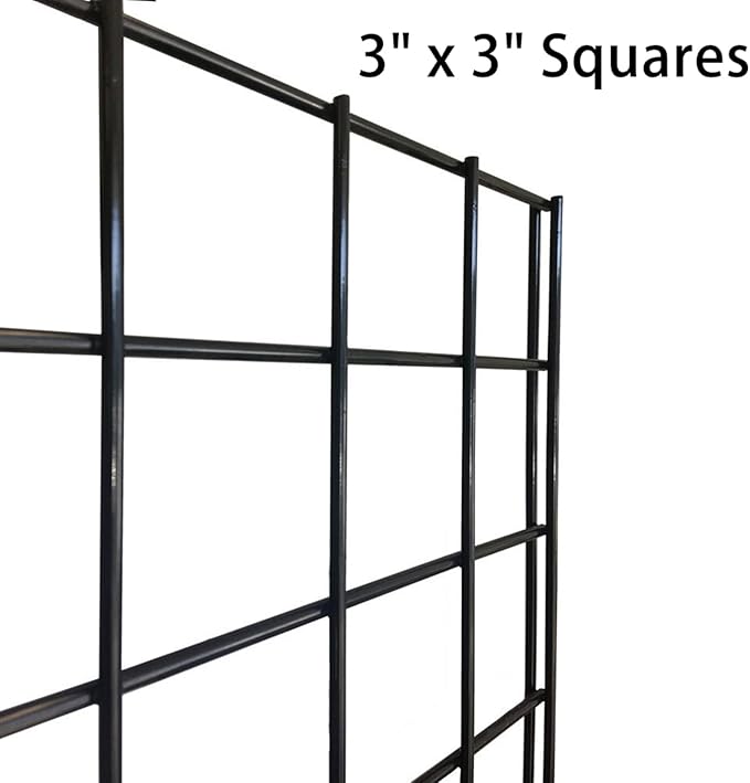 NEESEEYEE Commercial Grade Gridwall Panels – Heavy Duty Grid Panel for Any Retail Display, 2’ Width x 4’ Height, 4 Gridwall Panels Per Carton (Black Finish)