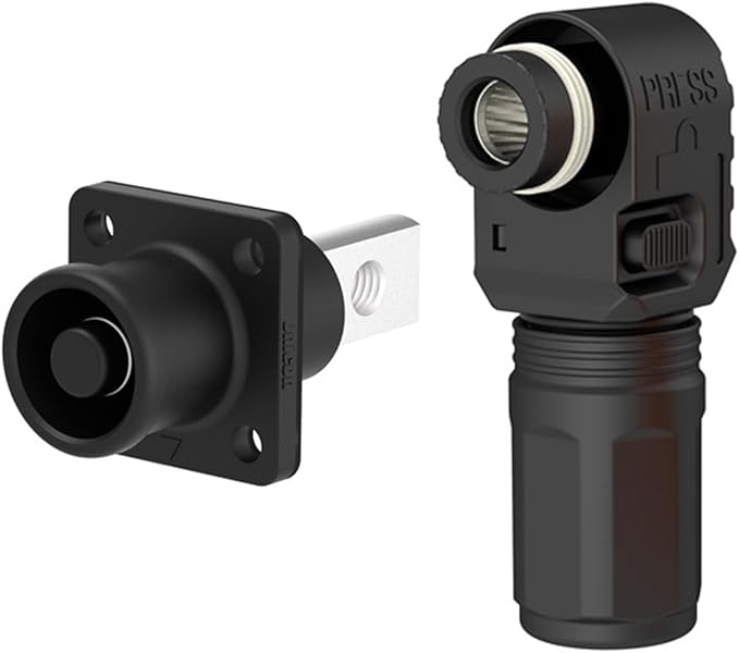 1 Set Battery Energy Storage Connector, 150A 35mm² High Current Connectors Quick Plug Terminal Black Right Angle Plug and Socket IP67 Waterproof Power Adapter (150A, Black)