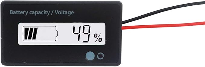 12V 24V 36V 48V Battery Meter, Voltage Indicator, Lead-Acid & Lithium Ion Battery Monitor, for Motorcycle Car Truck Vehicle Marine Boat Golf Cart Club Car - White