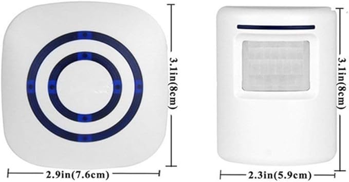 Door Chime,Wireless Business Door Motion Sensor Detector Smart Visitor doorbell Home Security Driveway Alarm with 1 Plug-in Receiver and 1 PIR Detector Weatherproof(White)