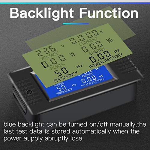 2 Pieces AC Current Voltage Amperage Power Energy Panel Meter LCD Digital Display Ammeter Voltmeter Multimeter with Split Core Current Transformer CT AC 80-260V 100A Multi-Function Power Monitor