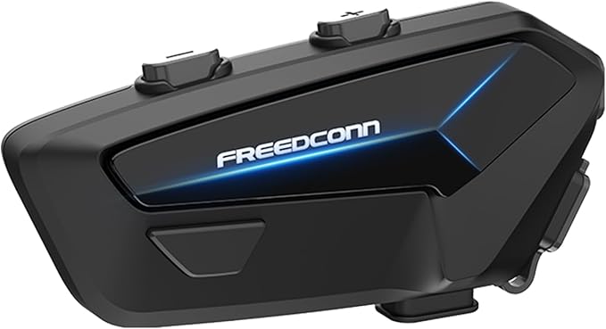 FreedConn FX Plus Motorcycle Helmet Bluetooth Headset, Auto-Join Mesh Network, 16 Riders Intercom Motorcycle Communication Systems with CVC and AI Noise Cancellation for Group Ride, 1 Pack