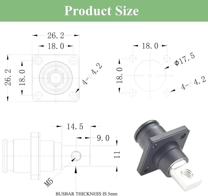 1 Set Battery Energy Storage Connector 120A 25mm² High Current HV Connectors Quick Plug Terminal Right Angle Plug and Socket IP67 Waterproof Power Adapter (Black, 120A)
