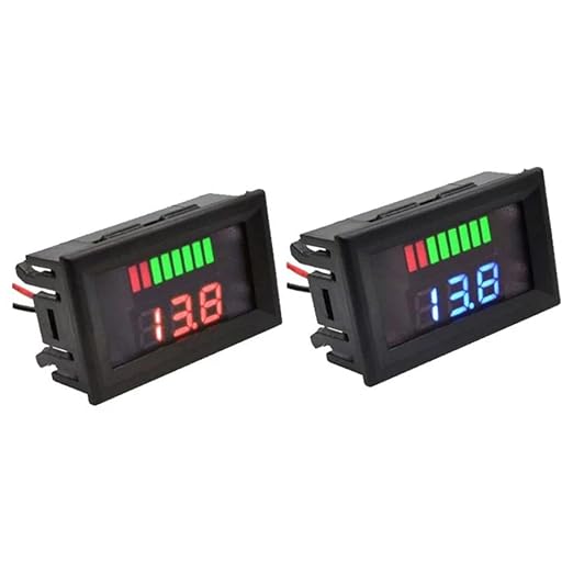 Battery Charge Level Indicator Universal Car Battery Capacity Meter Tester Checker 12V-72V Red Car Tester Motorcycle Checker Capacity Meter