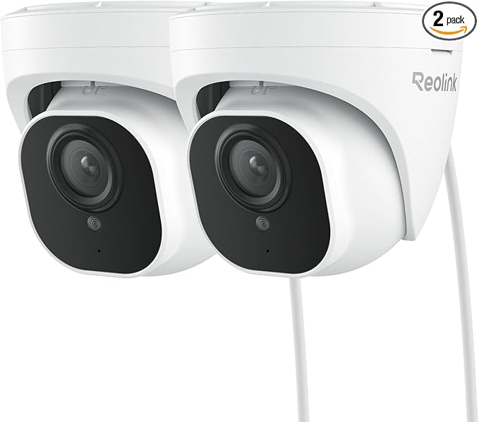 REOLINK 4K Outdoor Cameras for Home Security, IP PoE Dome Surveillance Camera with Human/Vehicle/Pet Detection, 25FPS Daytime, Work with Smart Home, Up to 512GB microSD Card, RLC-820A (Pack of 2)