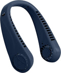 BIRDDIE Portable Bladeless Hanging Neck Fans with Screen Display and 5 Speeds Levels, USB Rechargeable, 360° Cooling Wearable Personal Fan for Work Travel Sport Outdoor (Blue)