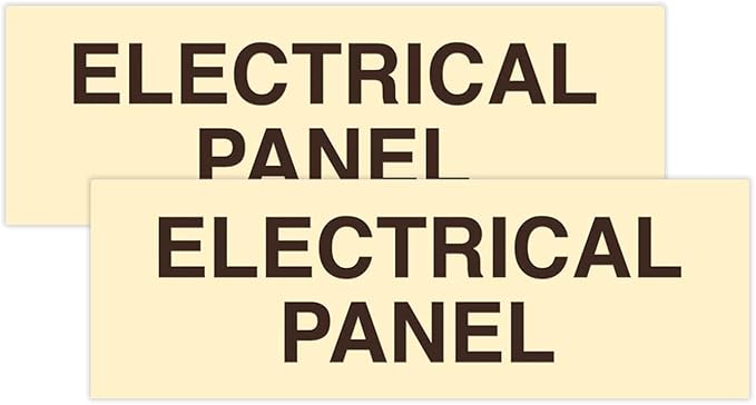 All Quality Basic Electrical Panel Sign - Fire Regulation Safety Compliance Sign - Ivory/Dark Brown - Large (2 Pack)