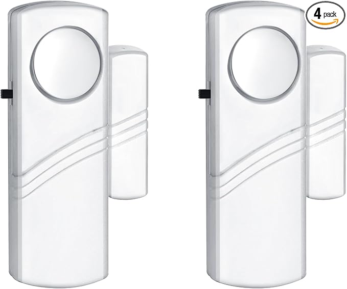 Security Door Window Alarm, 90DB Wireless Sensor Door Window Burglar Alarm, Door Alarms for Kids Safety, Easy Installation Doorbell Alarms for Office House Window Pool (2 Pack)